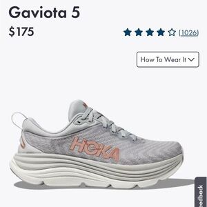 Hoka women’s Gaviota 5 / harbor mist and rose gold / size 8.5 / new (worn once)
